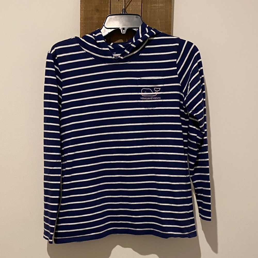 Vineyard Vines Kids Blue and White Striped Hoodie